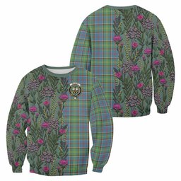 ScotsTee Shop Scottish Whitelaw Family Crest Tartan Sweatshirt Scottish Thistle Flower Pattern Half Style