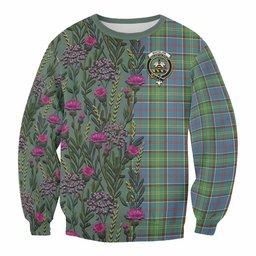 ScotsTee Shop Scottish Whitelaw Family Crest Tartan Sweatshirt Scottish Thistle Flower Pattern Half Style