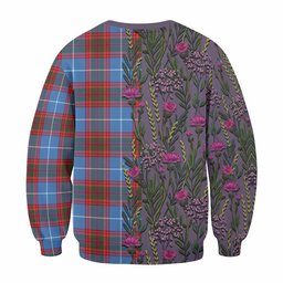 ScotsTee Shop Scottish Spalding Family Crest Tartan Sweatshirt Scottish Thistle Flower Pattern Half Style