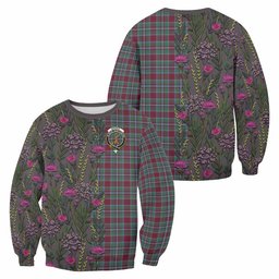 ScotsTee Shop Scottish Spence (Spens) Family Crest Tartan Sweatshirt Scottish Thistle Flower Pattern Half Style