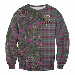 ScotsTee Shop Scottish Spence (Spens) Family Crest Tartan Sweatshirt Scottish Thistle Flower Pattern Half Style