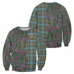 ScotsTee Shop Scottish Paisley Family Crest Tartan Sweatshirt Scottish Thistle Flower Pattern Half Style