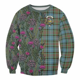 ScotsTee Shop Scottish Paisley Family Crest Tartan Sweatshirt Scottish Thistle Flower Pattern Half Style