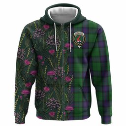 ScotsTee Shop Scottish Armstrong Family Crest Tartan Hoodie Scottish Thistle Flower Half Style