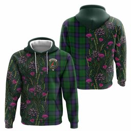 ScotsTee Shop Scottish Armstrong Family Crest Tartan Hoodie Scottish Thistle Flower Half Style