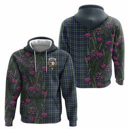 ScotsTee Shop Scottish Allardice Family Crest Tartan Hoodie Scottish Thistle Flower Half Style