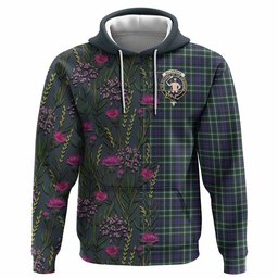 ScotsTee Shop Scottish Allardice Family Crest Tartan Hoodie Scottish Thistle Flower Half Style