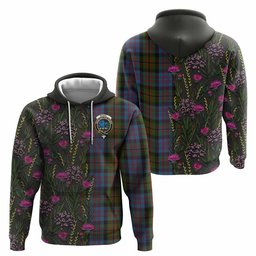 ScotsTee Shop Scottish Bowie Family Crest Tartan Hoodie Scottish Thistle Flower Half Style
