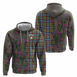 ScotsTee Shop Scottish Aikenhead Family Crest Tartan Hoodie Scottish Thistle Flower Half Style