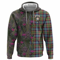 ScotsTee Shop Scottish Aikenhead Family Crest Tartan Hoodie Scottish Thistle Flower Half Style
