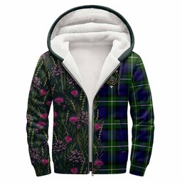 ScotsTee Shop Scottish Bannerman Family Crest Tartan Hoodie Scottish Thistle Flower Half Style