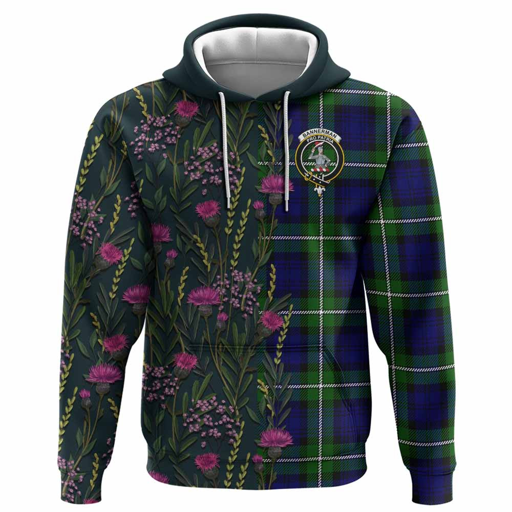ScotsTee Shop Scottish Bannerman Family Crest Tartan Hoodie Scottish Thistle Flower Half Style