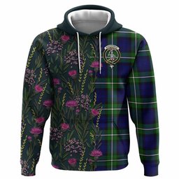 ScotsTee Shop Scottish Bannerman Family Crest Tartan Hoodie Scottish Thistle Flower Half Style