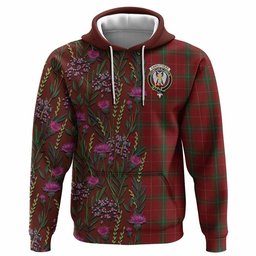 ScotsTee Shop Scottish Carruthers Family Crest Tartan Hoodie Scottish Thistle Flower Half Style
