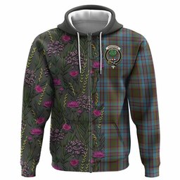 ScotsTee Shop Scottish Anderson Family Crest Tartan Hoodie Scottish Thistle Flower Half Style