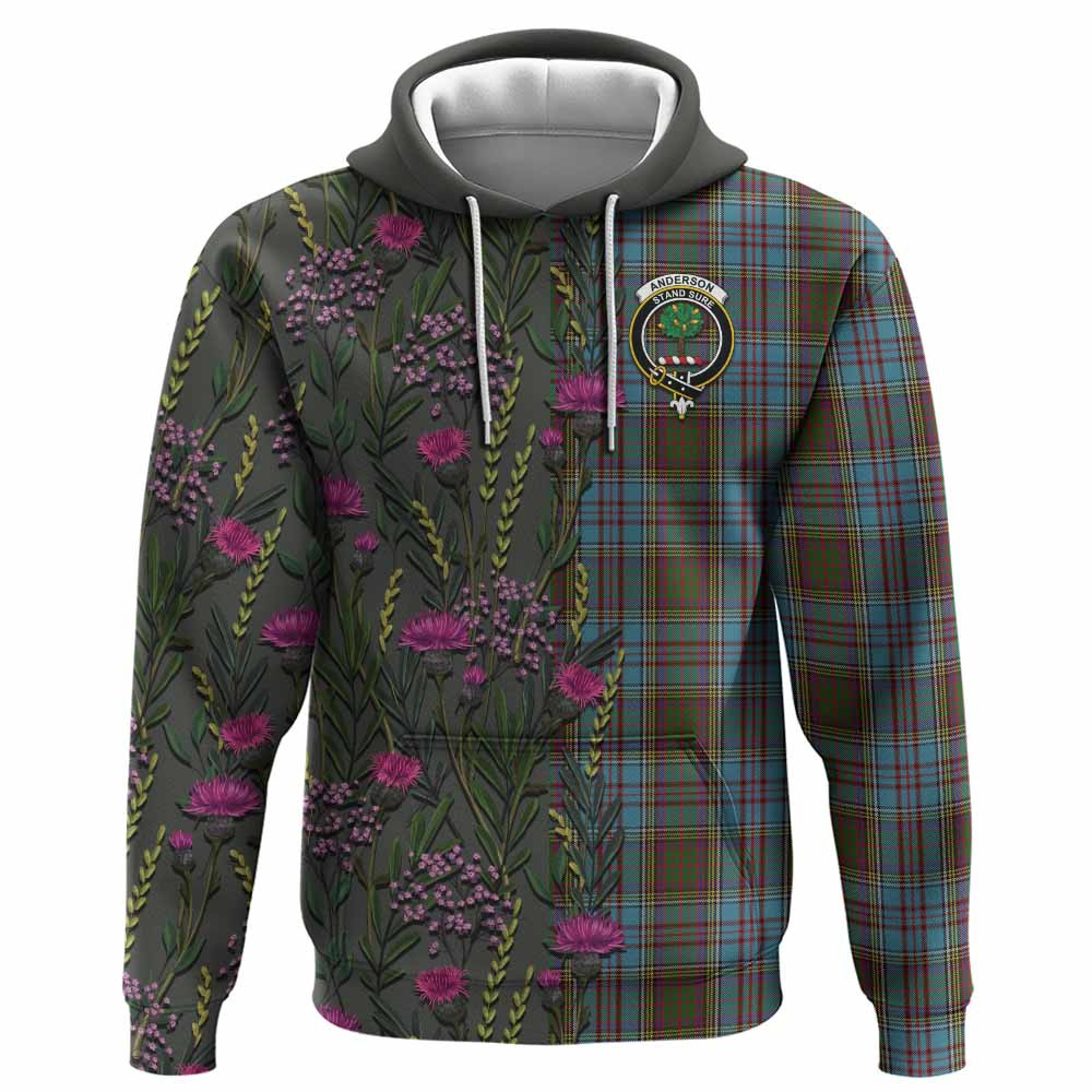 ScotsTee Shop Scottish Anderson Family Crest Tartan Hoodie Scottish Thistle Flower Half Style