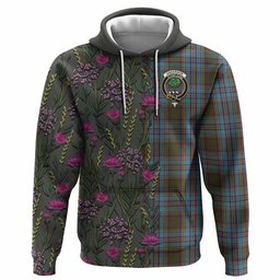 ScotsTee Shop Scottish Anderson Family Crest Tartan Hoodie Scottish Thistle Flower Half Style