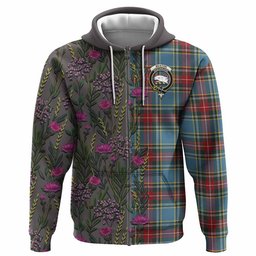 ScotsTee Shop Scottish Beaton Family Crest Tartan Hoodie Scottish Thistle Flower Half Style