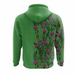 ScotsTee Shop Scottish Currie Family Crest Tartan Hoodie Scottish Thistle Flower Half Style