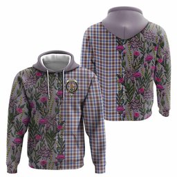 ScotsTee Shop Scottish Boswell Family Crest Tartan Hoodie Scottish Thistle Flower Half Style