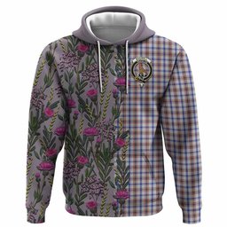 ScotsTee Shop Scottish Boswell Family Crest Tartan Hoodie Scottish Thistle Flower Half Style