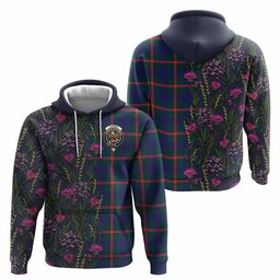 ScotsTee Shop Scottish Agnew Family Crest Tartan Hoodie Scottish Thistle Flower Half Style