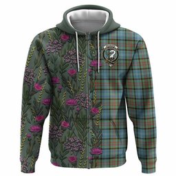 ScotsTee Shop Scottish Brisbane Family Crest Tartan Hoodie Scottish Thistle Flower Half Style