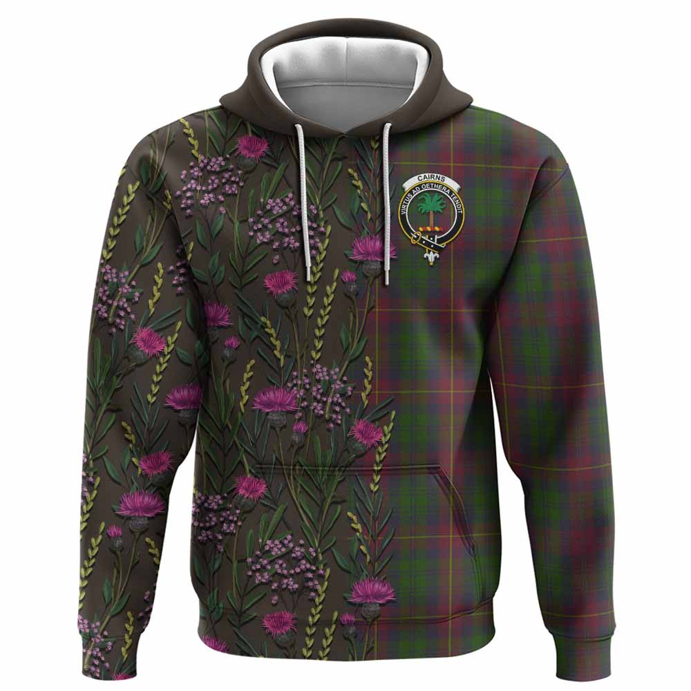 ScotsTee Shop Scottish Cairns Family Crest Tartan Hoodie Scottish Thistle Flower Half Style
