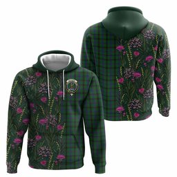 ScotsTee Shop Scottish Davidson Family Crest Tartan Hoodie Scottish Thistle Flower Half Style