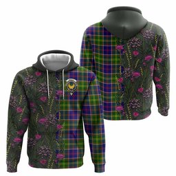 ScotsTee Shop Scottish Arnott Family Crest Tartan Hoodie Scottish Thistle Flower Half Style