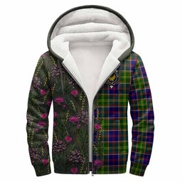 ScotsTee Shop Scottish Arnott Family Crest Tartan Hoodie Scottish Thistle Flower Half Style