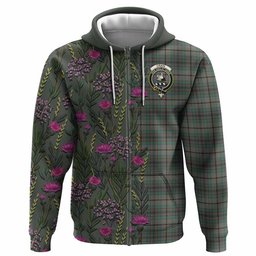 ScotsTee Shop Scottish Craig Family Crest Tartan Hoodie Scottish Thistle Flower Half Style