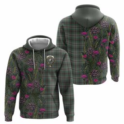 ScotsTee Shop Scottish Craig Family Crest Tartan Hoodie Scottish Thistle Flower Half Style