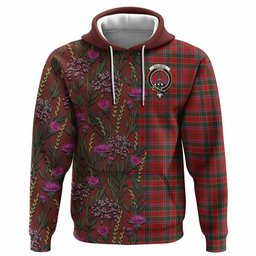 ScotsTee Shop Scottish Dalzell (Dalziel) Family Crest Tartan Hoodie Scottish Thistle Flower Half Style