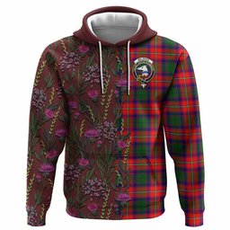 ScotsTee Shop Scottish Belshes (Belsches) Family Crest Tartan Hoodie Scottish Thistle Flower Half Style