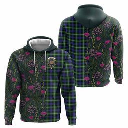 ScotsTee Shop Scottish Baillie (Bailey) Family Crest Tartan Hoodie Scottish Thistle Flower Half Style