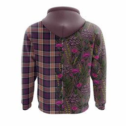 ScotsTee Shop Scottish Carnegie Family Crest Tartan Hoodie Scottish Thistle Flower Half Style