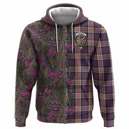 ScotsTee Shop Scottish Carnegie Family Crest Tartan Hoodie Scottish Thistle Flower Half Style