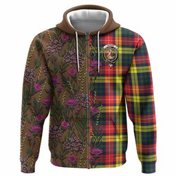 ScotsTee Shop Scottish Dewar Family Crest Tartan Hoodie Scottish Thistle Flower Half Style