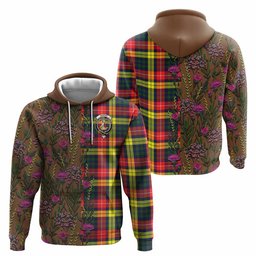ScotsTee Shop Scottish Dewar Family Crest Tartan Hoodie Scottish Thistle Flower Half Style