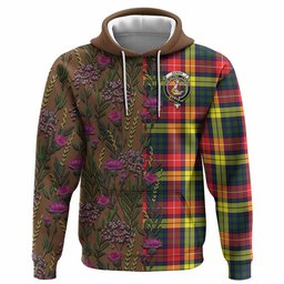 ScotsTee Shop Scottish Dewar Family Crest Tartan Hoodie Scottish Thistle Flower Half Style