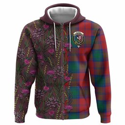 ScotsTee Shop Scottish Byres (Byses) Family Crest Tartan Hoodie Scottish Thistle Flower Half Style