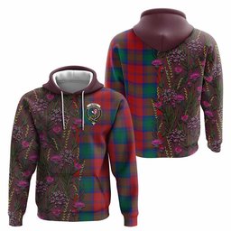 ScotsTee Shop Scottish Byres (Byses) Family Crest Tartan Hoodie Scottish Thistle Flower Half Style