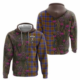 ScotsTee Shop Scottish Balfour Family Crest Tartan Hoodie Scottish Thistle Flower Half Style