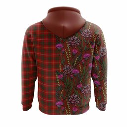 ScotsTee Shop Scottish Bruce Family Crest Tartan Hoodie Scottish Thistle Flower Half Style