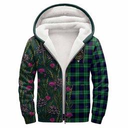 ScotsTee Shop Scottish Abercrombie Family Crest Tartan Hoodie Scottish Thistle Flower Half Style