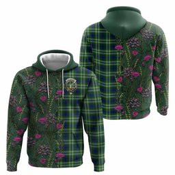 ScotsTee Shop Scottish Blackadder Family Crest Tartan Hoodie Scottish Thistle Flower Half Style