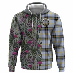 ScotsTee Shop Scottish Bell Family Crest Tartan Hoodie Scottish Thistle Flower Half Style