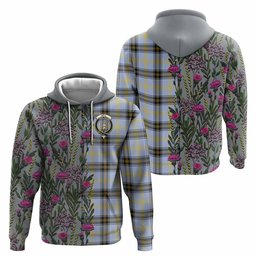 ScotsTee Shop Scottish Bell Family Crest Tartan Hoodie Scottish Thistle Flower Half Style