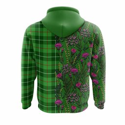 ScotsTee Shop Scottish Clephane (Clephan) Family Crest Tartan Hoodie Scottish Thistle Flower Half Style